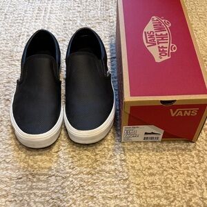 Like new! Vans classic slip-on - perf leather black - size 10 women.